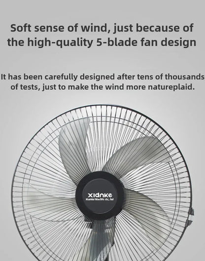 Household Silent Remote Control Standing Fan-5-Blade Powerful Oscillating Fan with Energy-Saving Motor, Adjustable Height