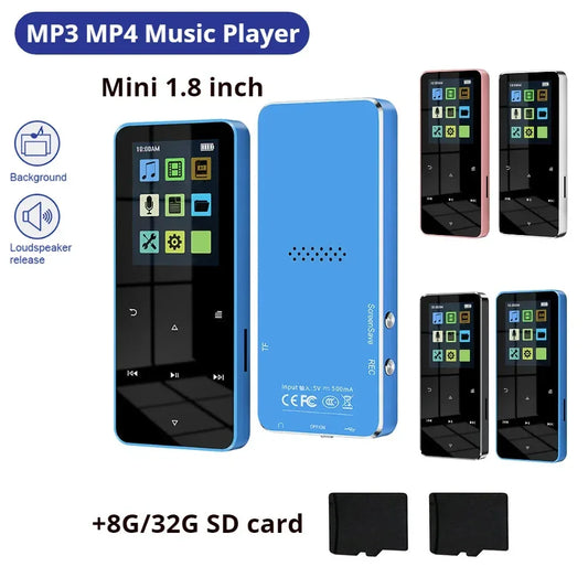 Mini 1.8 inch Metal Touch MP3 MP4 Music Player Bluetooth 5.0 Hifi Player Walkman Radio Video Play with 8/32GB Card E-book
