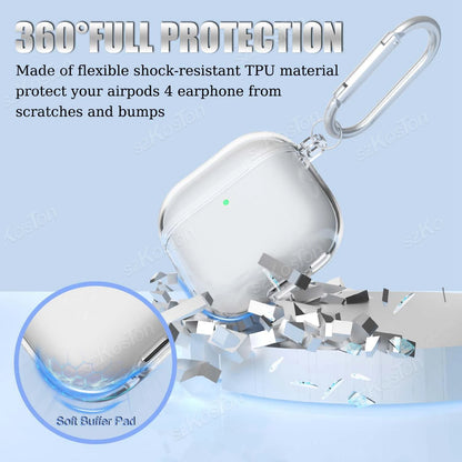 Transparent Case for AirPods 4 Earphone Soft TPU Clear Protective Cover with Cleaner Kit Keychain for AirPods4 Accessories
