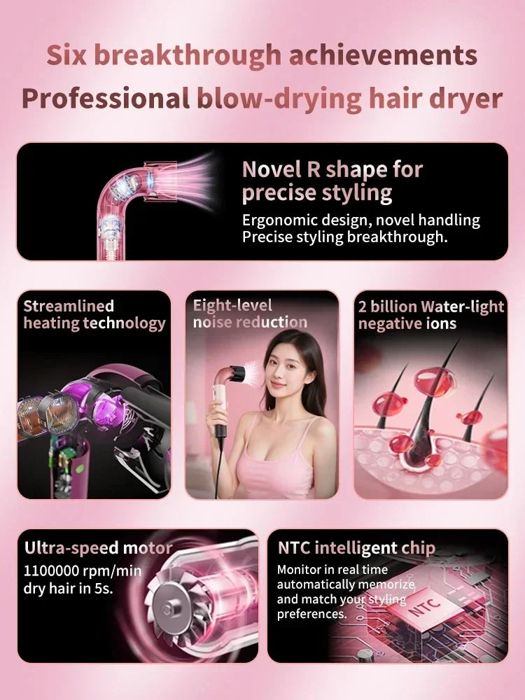 Fast Drying 200M Anion Blow Dryer Leafless Design Professional Negative Ion Care Powerful Hair Dryer For Home Use HD18