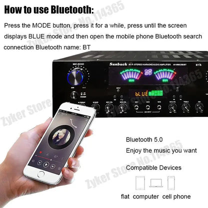 AV-555BT/999BT Max 4000W Bluetooth Sound Amplifiers Dual Dynamic Screen HiFi Digital Stereo Amplify For Home Car Theatre Karaoke