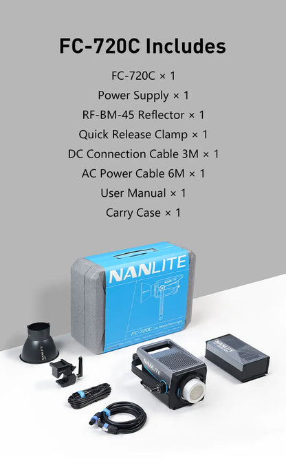 Nanlite FC-720B FC-720C Bowens Mount Video COB Fill Lighting Smart APP Control Bi-color / RGB 2 Version Available for Filmmaking