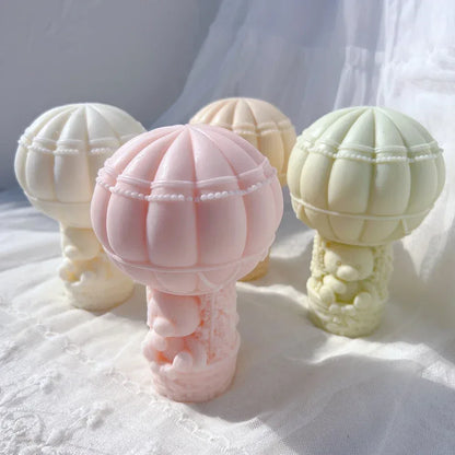 Teddy Bear in A Balloon Candle Mold Valentine's Day Gift idea sitting Bear Hot Air Balloon Silicone Mold Home Decor Wedding Gift