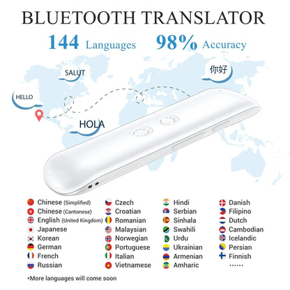Voice Translate 144 Language APP Bluetooth Multi Languages Instant Translated Wireless Real Time Translator for Traveling Learn