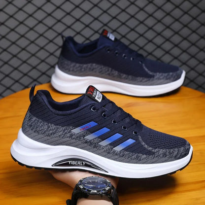 Men's Fashionable Sporty Casual Shoes Spring Autumn New Style Running Shoes Breathable Mesh Upper Thick Bottom PVC Outsole