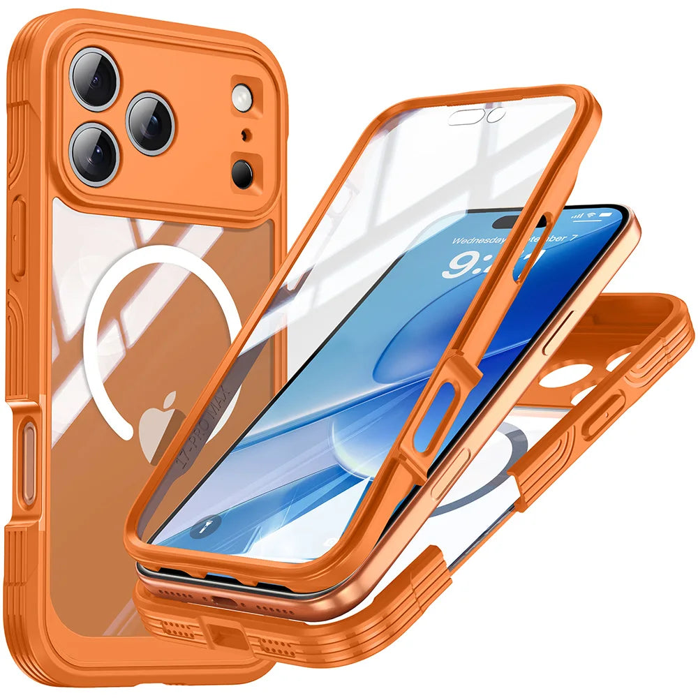 360° Fully Protected Double-sided Transparent Magnetic Case For iPhone 17 Pro Max&Air For MagSafe Wireless Charging Back Cover
