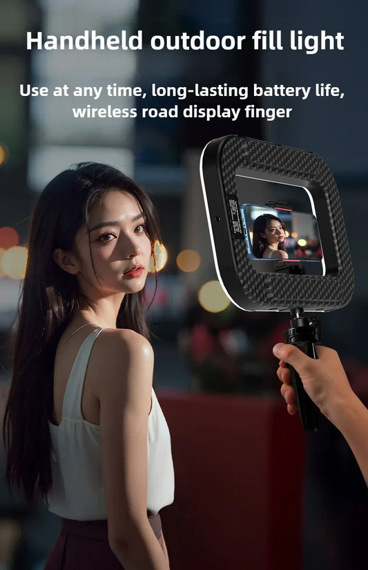 2500K-8500K RGB Three-color Dimming Ring Rabbit Cage Fill Light Selfie Live Broadcast Photography Light for Phone Action Camera