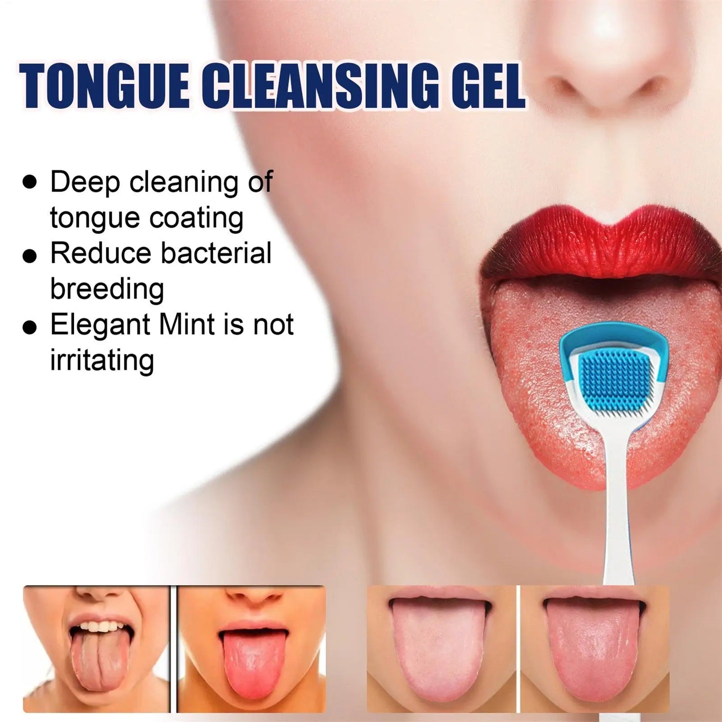 Tongue Coating Cleaning Gel Mint Tongue Scraper Scrubber Orasl Care Removal Odor Health Fresh Breath Care Dental Hygiene Tool