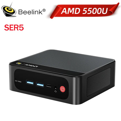 Beelink Mini PC SER5 Max AMD R7 6800U 7735HS R5 5500U R3 3200U 16G 500G NVME Windows Type-C Triple Screen Gamer Mini Computer