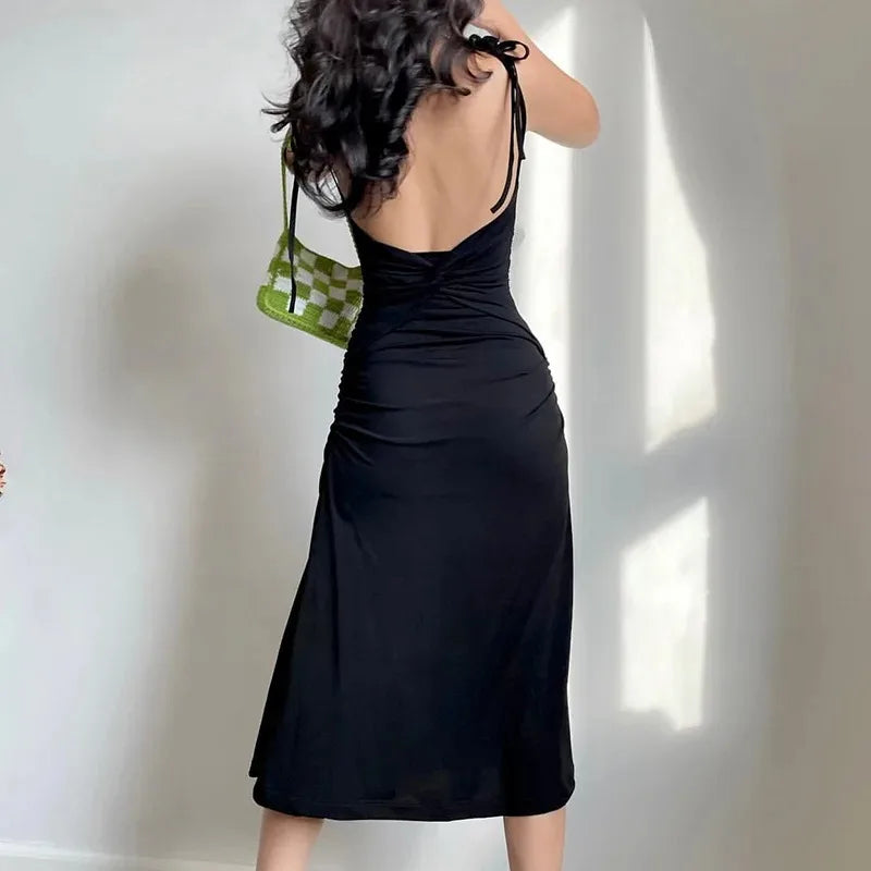 2024 Summer Dresses For Women Sexy Bodycon Elegant Satin Slip Sleeveless Backless Outfits Ladies Birthday Party Club Sundress