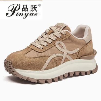 Women Sneakers Genuine Leather Platforms Ladies Casual Sports Shoes Comfy Students Sneakers Summer Popular Size 34-40