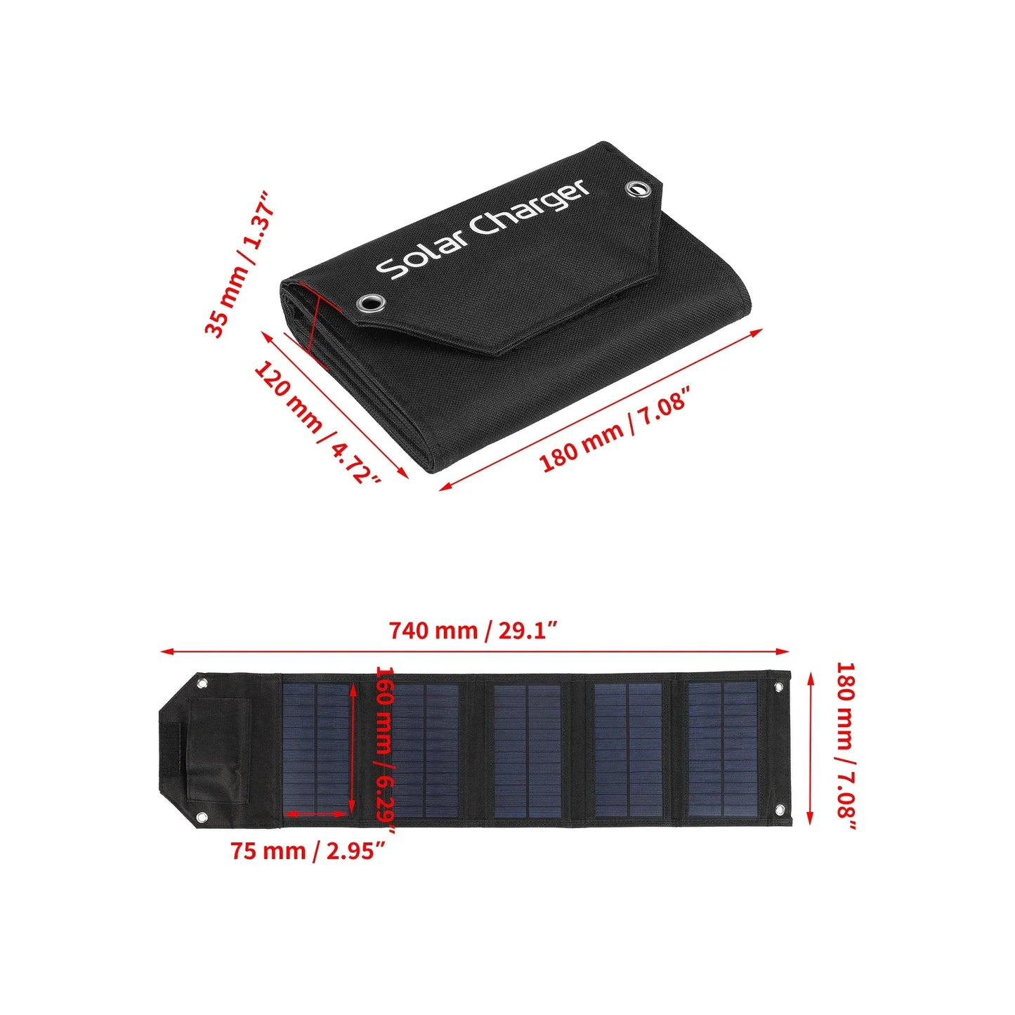 60W-100W Solar Panel 4/5/6 Fold Portable Power Supply Outdoor Emergency USB Mobile Phone Charging with 3 USB Output Cable