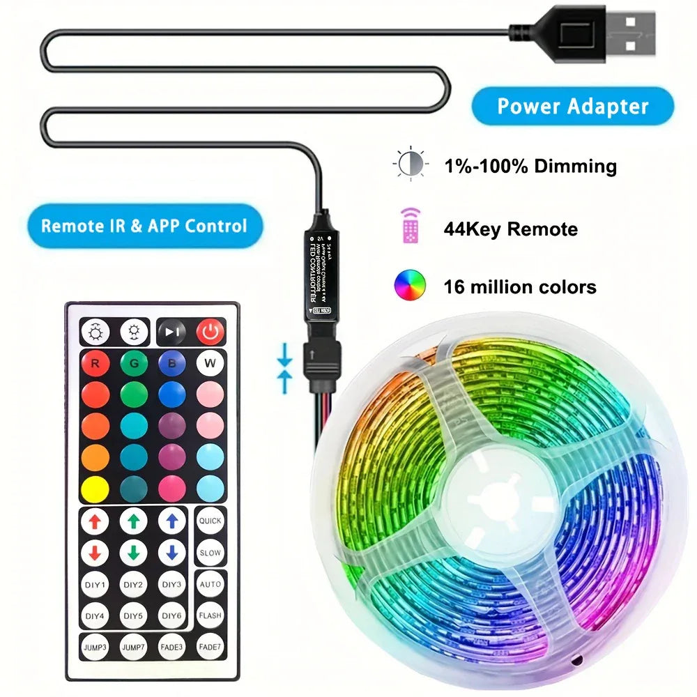 RGB LED Strip Light APP Bluetooth Control IR for Bedroom Living Room TV Backlight Remote Lamp Neon Lighting Home Kit Appliance