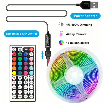 RGB LED Strip Light APP Bluetooth Control IR for Bedroom Living Room TV Backlight Remote Lamp Neon Lighting Home Kit Appliance