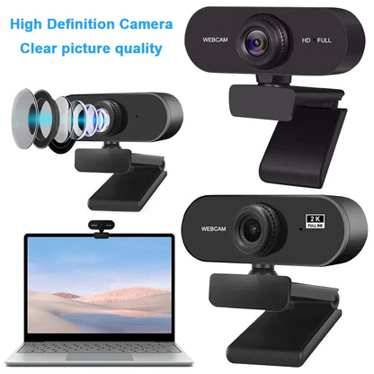USB HD 1080P/2K Web Camera Plug and Play with Microphone Business Webcam Autofocus for PC/Laptop Conferencing and Video Calling