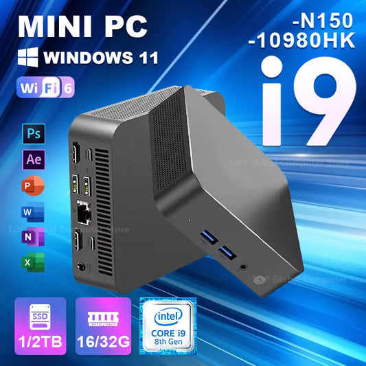 Windows 11 MiniPC Intel Core i9 10980HK Intel N150 16GB 32GB RAM WIFI6 BT5.2 4K 1TB 2TB SSD 1000Mbps Protable Gaming Computer PC by PDG ibma