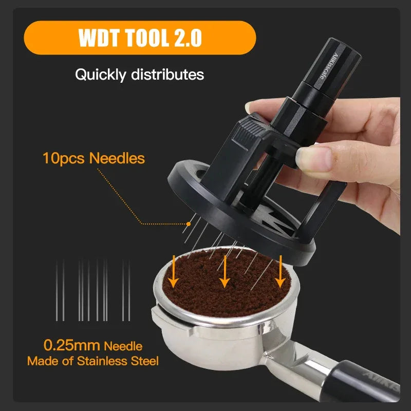 ALIKISSCAFE WDT Tools Rotary 51mm 54mm 58mm Espresso Stirrer Needle Distributor Magnetic Coffee Maker Accessories Barista Tools