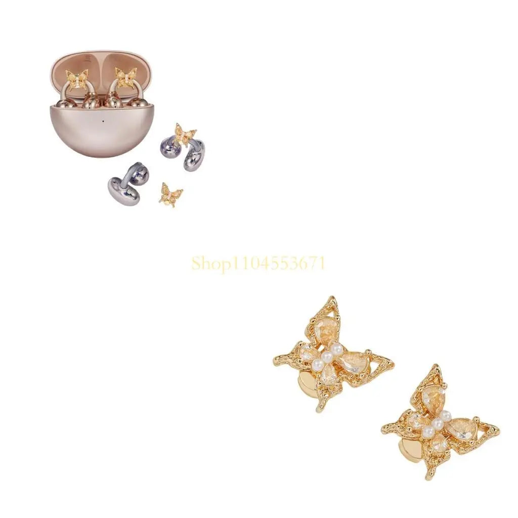 Best Seller 1 Pair Butterfly Themed Ear Clip Embellishment Zircon Detail Earbuds Ornament For Freeclip 1/2 Wireless Equipment