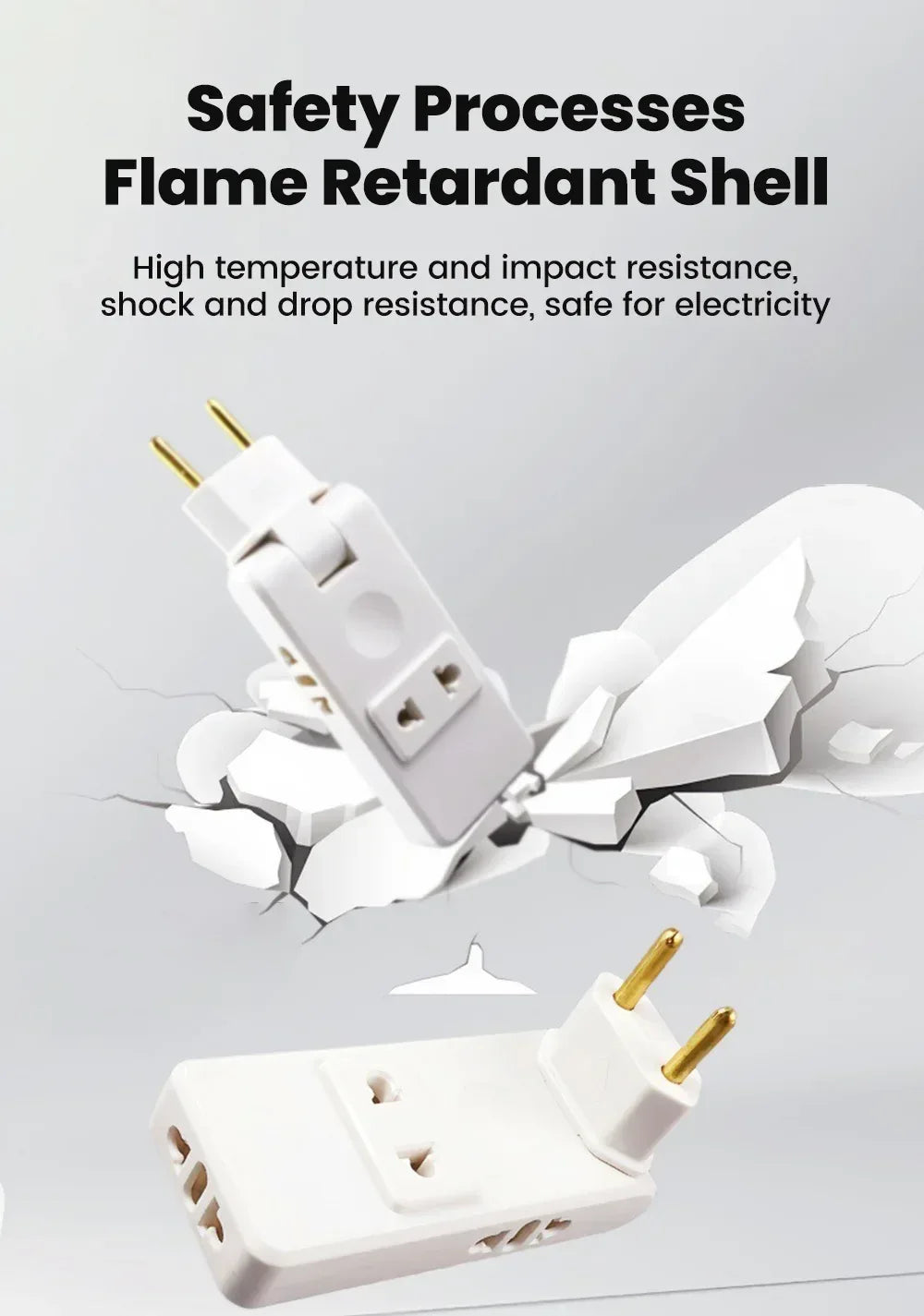 Protable Travel Power Converter Wall Outlet Plug Adaptors 4 in 1 EU 4.8MM Extension Chargers Adapter 180° Rotation Plug Adapter