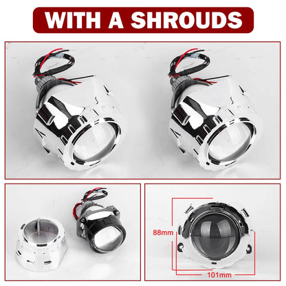 2.5 Inch Bi Led Projector Lens Led Light H4 H7 9005 9006 Car Headlight Bulb High Low Beam 6000K Diode 100W 40000LM Turbo Tuning