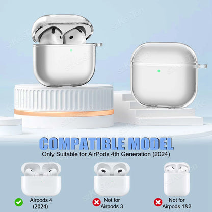 Transparent Case for AirPods 4 Earphone Soft TPU Clear Protective Cover with Cleaner Kit Keychain for AirPods4 Accessories