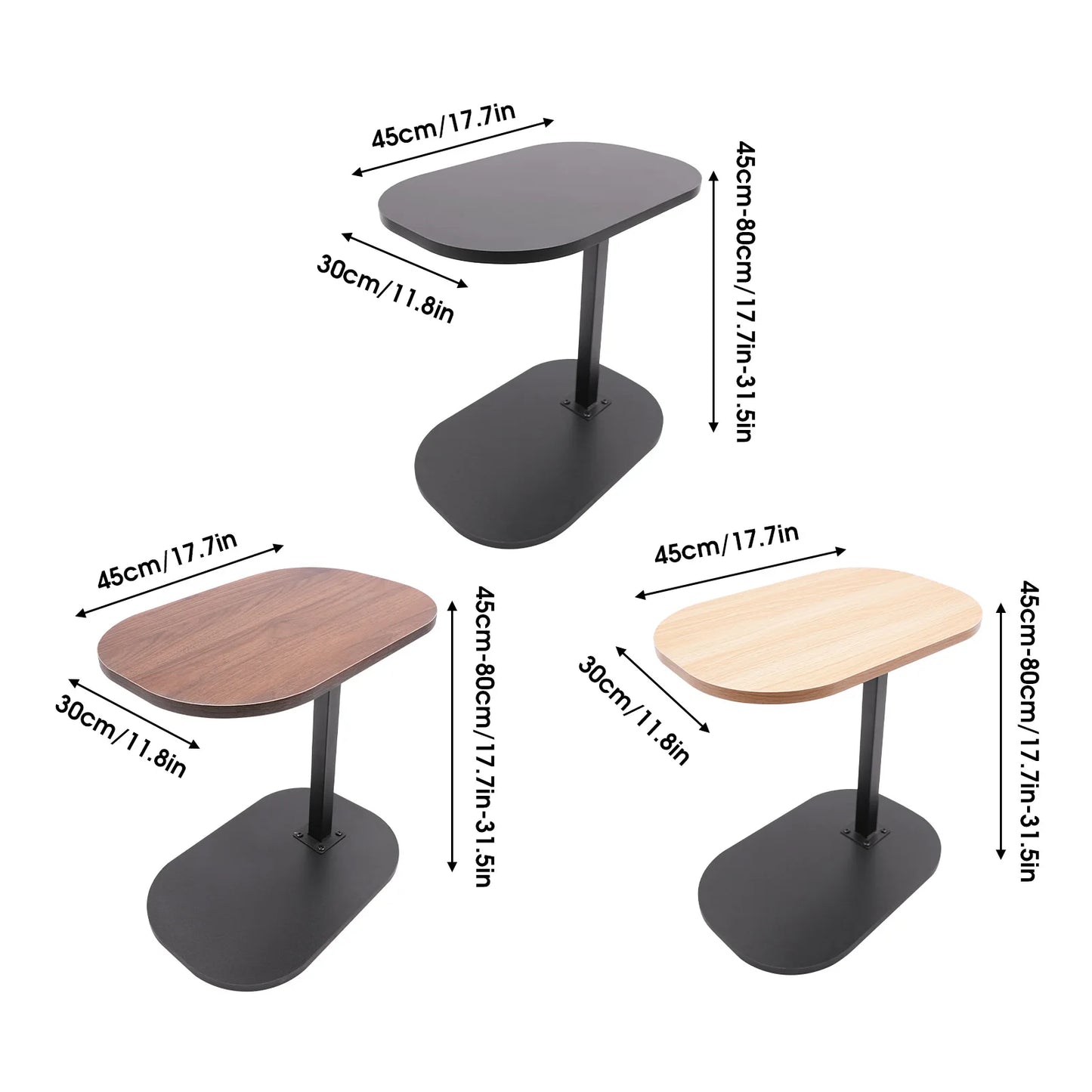 Table d'appoint moderne autoportante en forme de C, petite table basse, table d'appoint réglable en hauteur