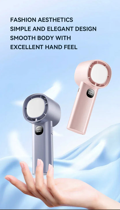 Night Light Cooling Fan 5000mAh Handheld Cooling Fan Portable Handheld Turbo Fan 100 Wind Speeds Adjustable Mini Personal Fan
