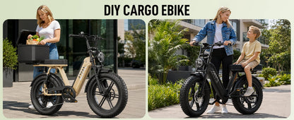 TST R00C 1500W Electric Bike, 48V 15Ah, 28 MPH, 50-60 Miles Range, 20" Fat Tires, Rear Seat