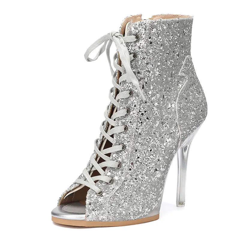 New PU One-piece Crystal Heel Pump Sexy Woman Dancing Shoes High Heels Dance Jazz Heels Latin Dance Boots Women Girls
