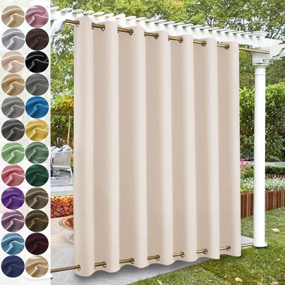 Custom Blackout Curtain Outdoor Waterproof Windproof Curtains Top Bottom Grommets Curtain for Balcony/Garden/Patio/Porch/Pool