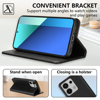 Wallet Skin friendly Magnetic Card Slot Flip Leather Case For Xiaomi 14T Poco X7 C75 M7/X6 Pro Redmi 14C 13 A4 Note 14 Pro+ 14S