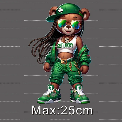 Teddy Bear Street Style Ironing Sticker Clothes DTF Fashion T-shirt Hoodie DIY Hot Transfer Printing Hot Sticker Waterproof