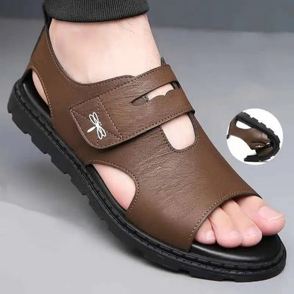 2025 New Fashion Brand Roman Sandals For Men Soft Sole Comfortable High-Quality Leather Beach Men's Casual Shoes