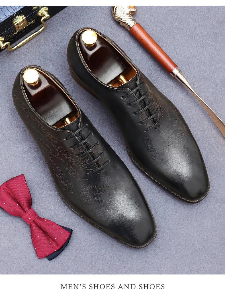British Trend Mens Dress Shoes Elegant Genuine Cow Leather 2023 Autumn Designer New Style Oxfords Wedding Social Shoes Man