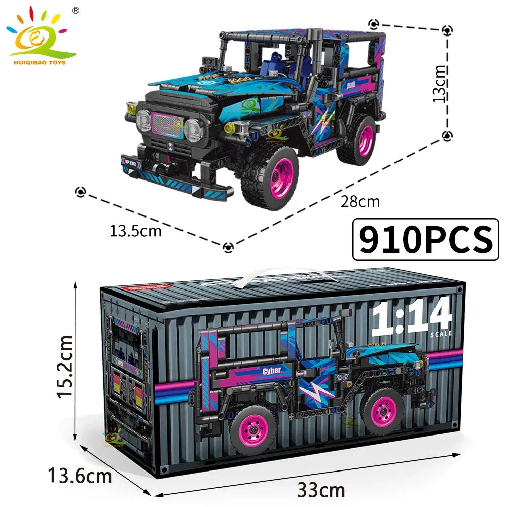 HUIQIBAO 1:14 Off-road Vehicle Racing Car Technical Model Building Block MOC Truck Brick Children City Construction Toy Boy Game