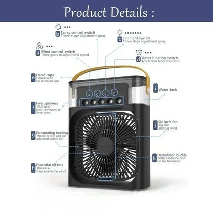 2026 Portable 3 in 1 Fan AIr Conditioner Household Small Air Cooler LED Night Lights Humidifier Air Adjustment Home Fans