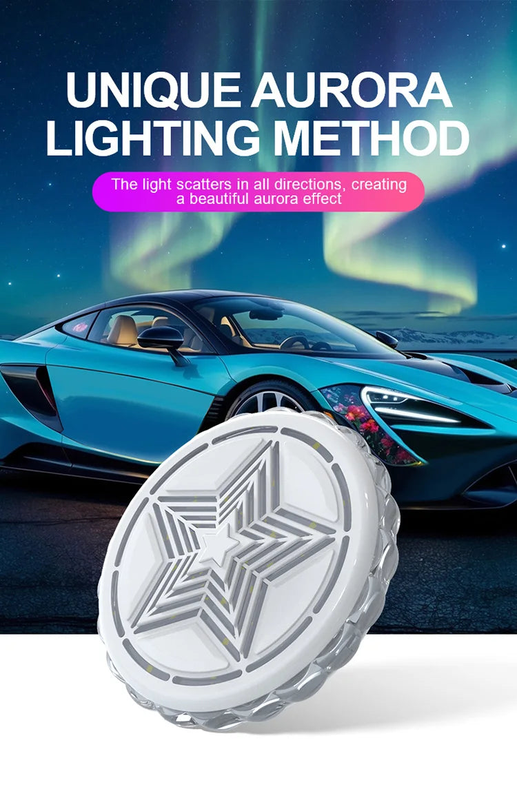 Car reading lights, LED interior sound controlled ambient lights, car trunk lighting, wireless wiring free decorative lights