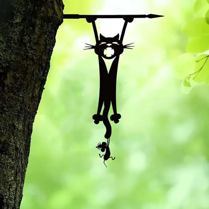1pc Cat and Mouse Metal Wall Art - Whimsical Silhouette Outdoor Garden Decor, Ideal for Home and Garden, Mother'S Day Gift