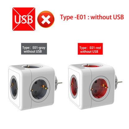Massfa Multi Usb Power Strip Electrical Plug Cube Multiple Extension Socket with 4 Eu Outlets 3680W Adapter for Home Office