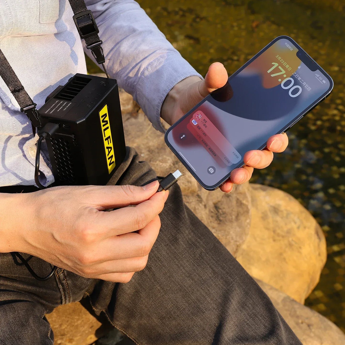 Waist Clip Fan Portable Mini Hanging Neck Fan USB Rechargeable Fan Small Outdoor Camping Waist Fan with 10000mAh Power Bank
