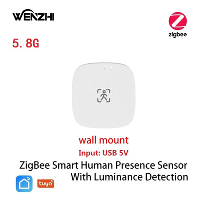 ZigBee Wifi MmWave Human Presence Motion Sensor With Luminance/Distance Detection 5/110/220V Tuya Smart Life Home Automation