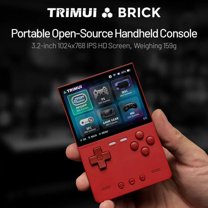 TRIMUI BRICK Handheld Game Console 3.2'' IPS Screen Linux System Trimui UI Metal Back Panel LED Lighting Retro Video Console