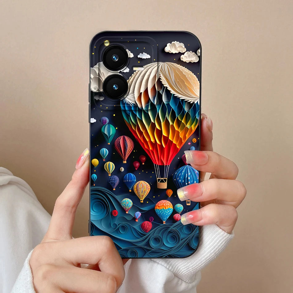 Case For Vivo Y22 Y22S Cover Camera Lens Protector For Vivo Y 22 Soft Liquid Silicone Cartoon Phone Back Covers For Women Man