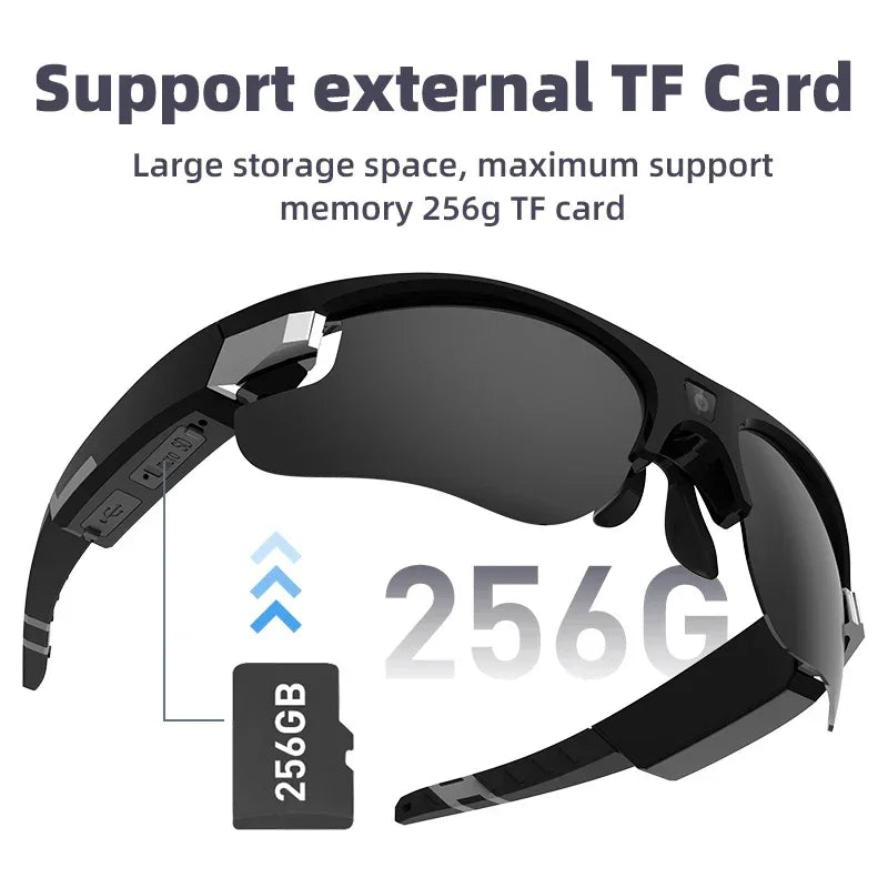 Mini FPV Smart Glasses Camera 1080P Portable FHD POV Bodycam for Bicycle Action Sports Vlogging