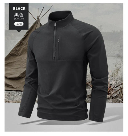Quick Dry Men's Polo Shirt Stand Collar Pullover Male Long Sleeve Half Zipper Spring Big Size Plus Large 6XL 7XL 8XL Sport Golf