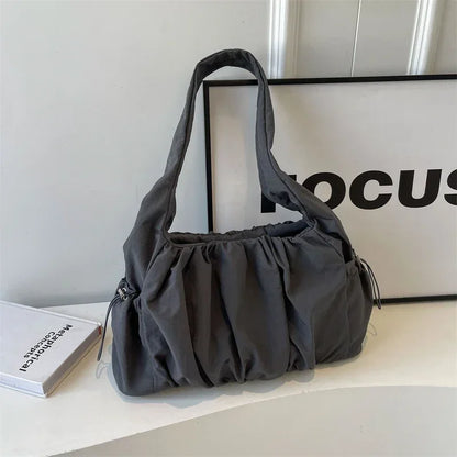 Nylon Cloth Bag Women Tote Bag Large Capacity Summer 2025 New Fashionable women's pleated Outdoor Travel bag Shoulder Bag
