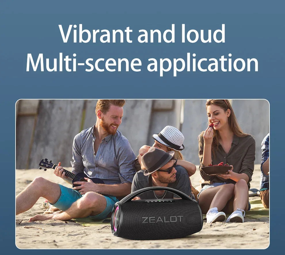 ZEALOT S97 80W Wireless speaker, Outdoor Portable Subwoofer Speaker, Hifi Sound quality,Dual Pairing, Fast Charging,16000mAh.