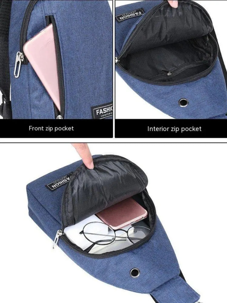 2023 New Chest Bag Fashion New Solid Color Men Chest Bag Outdoor Casual Fashion One Shoulder Crossbody Bag