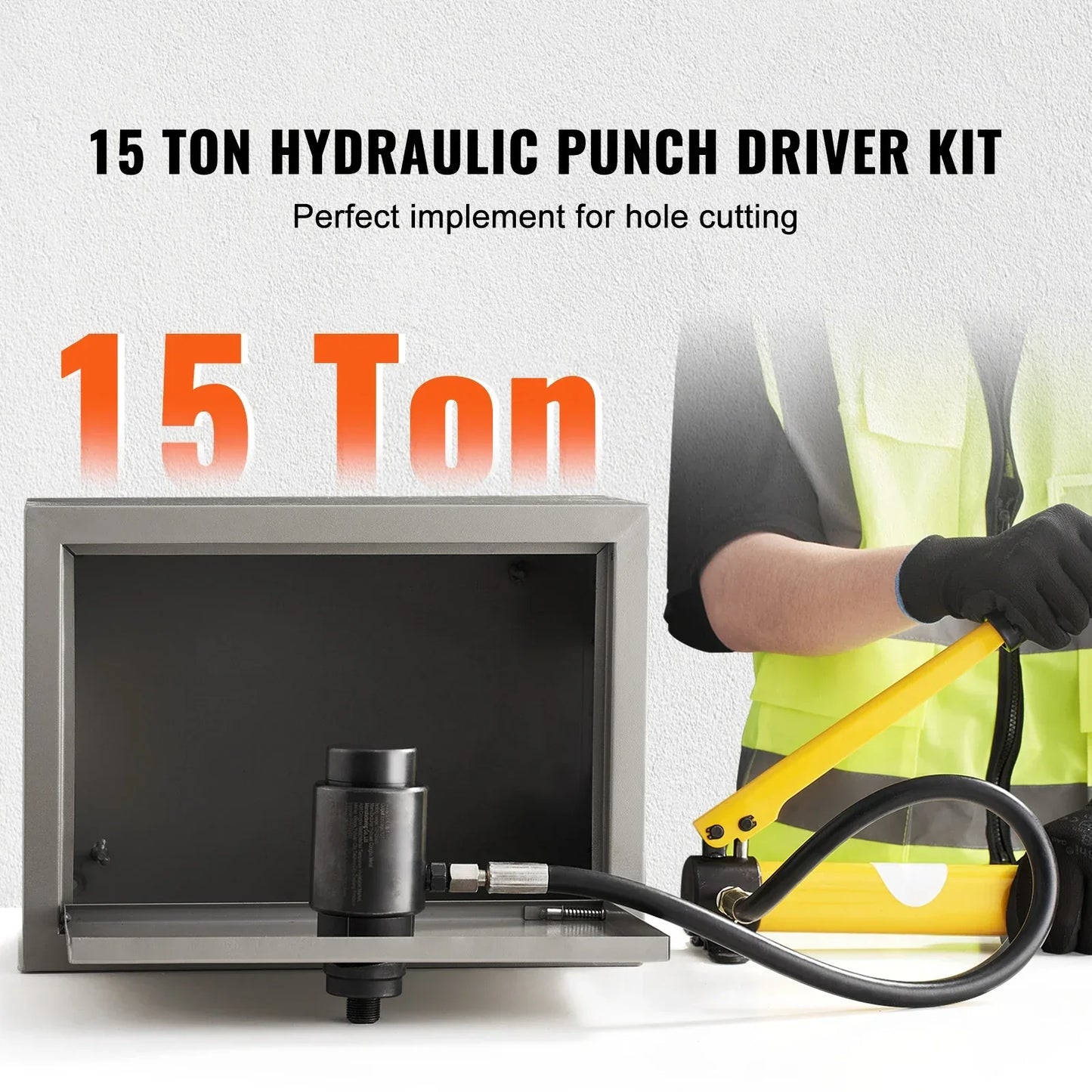 SucceBuy 15Ton Hydraulic Knockout Punch Driver Kit 1/2"-4" 10 Dies Carbon Steel Sheet Hole Opener Repair Tool Manuel Hole Digger
