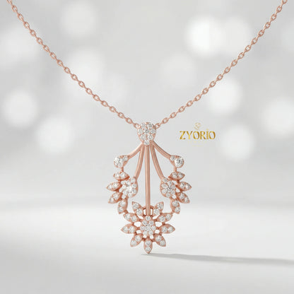 Luxury Floral Burst Lab Grown Diamond Pendant Necklace in 925 Silver Gold | IGI Certified Custom Women Fine Jewelry Supplier